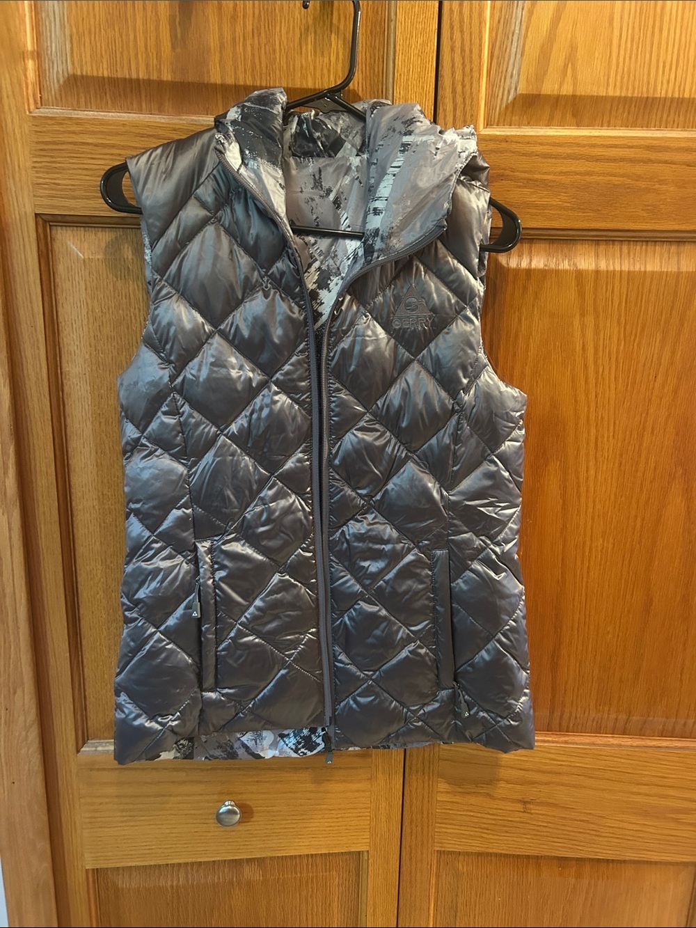 Gerry Weber Women's Quilted Hooded Vest in Charcoal Gray